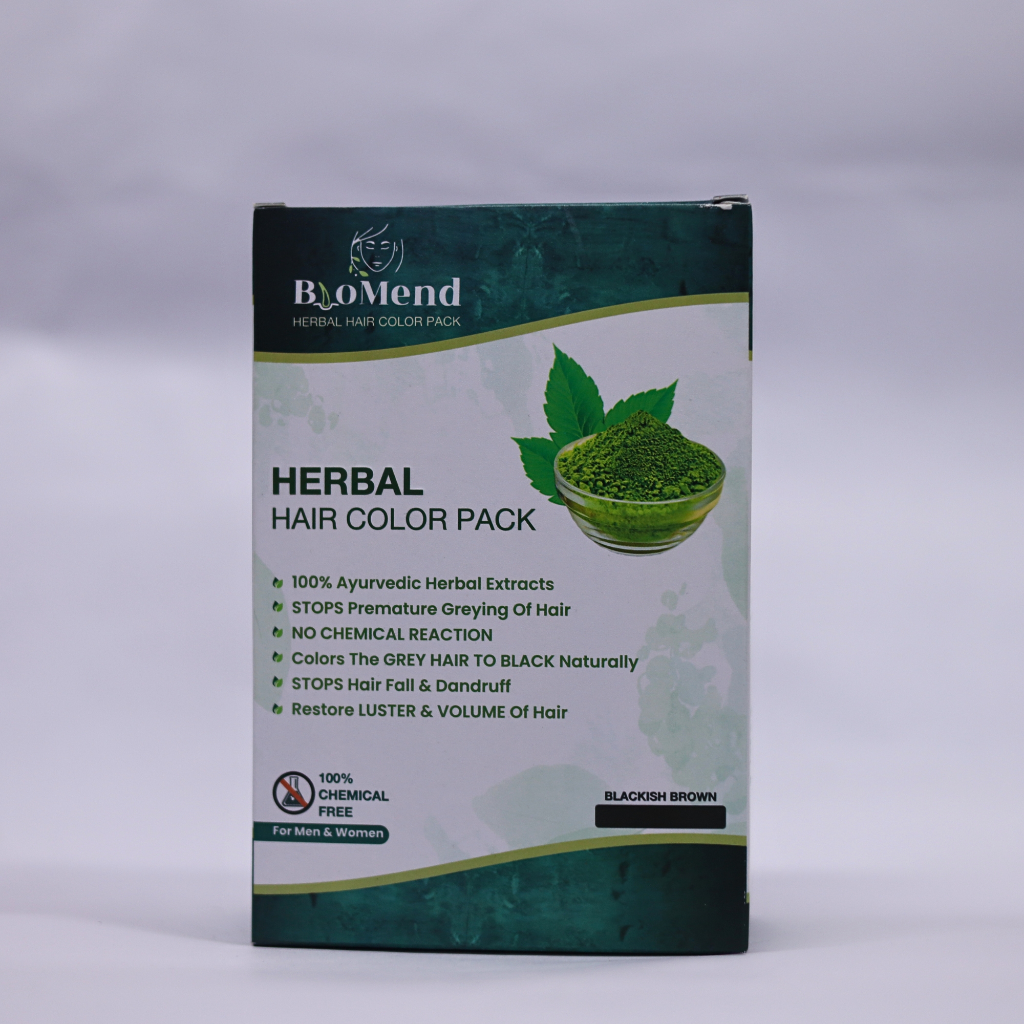 BioMend Herbal Hair Color Pack – Natural Blackish Brown
